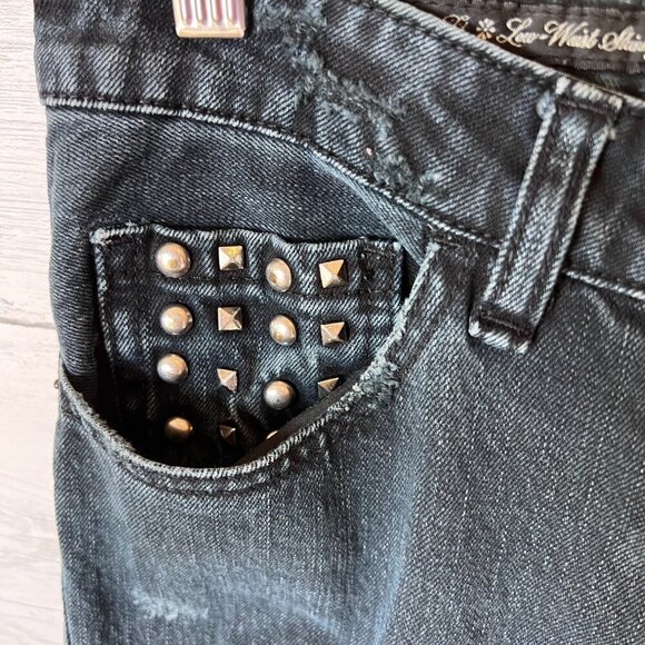 Obey Propaganda Jeans SZ 28X34 Blackish Blue Debbie Fit Low Waist Skinny Studs - Picture 6 of 14